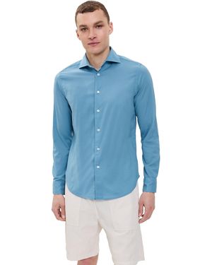 Fedeli Sean Panamino Superlight Stretch Cotton Shirt - Blue