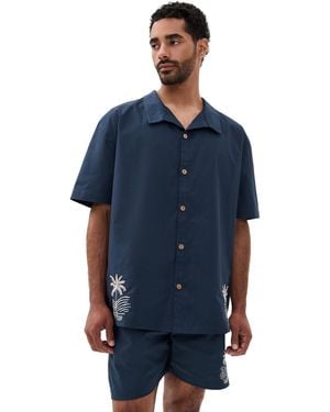 FANM MON Bora Embroidered Shirt - Blue