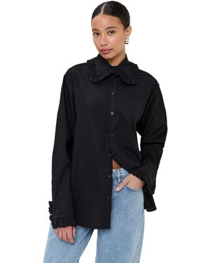Tanner Fletcher Pippa Ruffle Button Down Shirt - Black