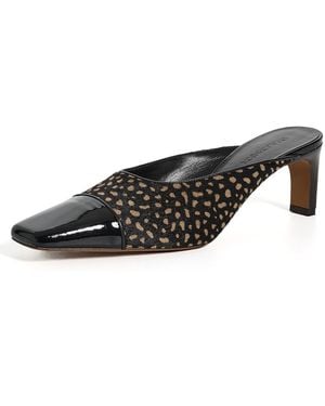 Ulla Johnson Mix Media Mid Heel Mules - Black