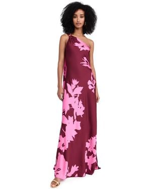 Hemant & Nandita One Shoulder Long Dress - Red