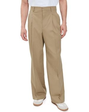 Ami Paris Pleated Wide Leg Pants - Natural