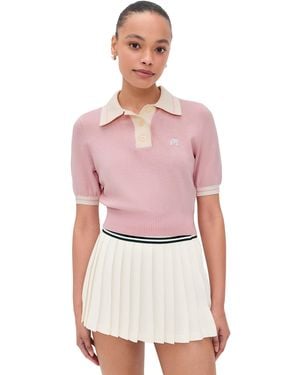 Malbon Mikayla Wool Knit Polo Pull Over - Pink