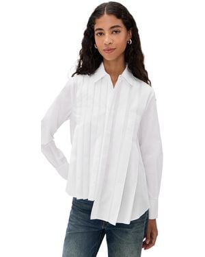 MEIMEIJ Asymmetrical Pleated Poplin Shirt - White
