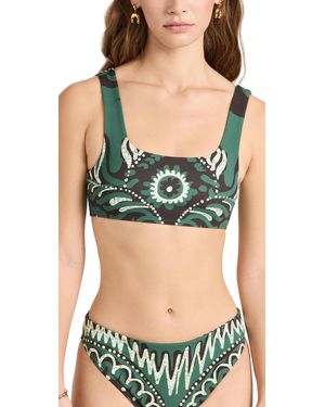 Sea Charlough Print Bikini Top - Green