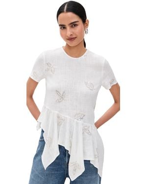 Marques'Almeida Linen Cap Sleeve Top With Embroidered Sequins - White