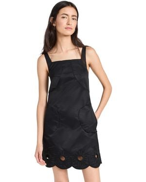 Tibi Daisy Embroidery Short Dress - Black