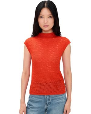 Rag & Bone Tana Merino Cap Sleeve Sweater - Red
