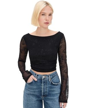 AFRM Noam Lace Crop Top - Black