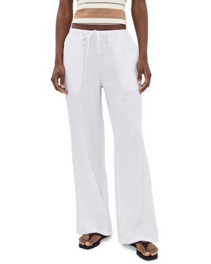 PERFECTWHITETEE Lorana Linen Drawstring Pants - White