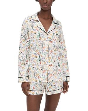 Bedhead PJs Short Sleeve Cotton Woven Boxer Pajama Set - White