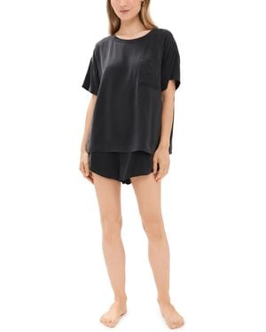 Lunya Washable Silk Tee Short Set - Black