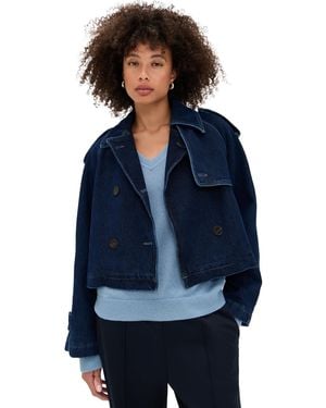 Closed Cropped Trench Coat - Blue