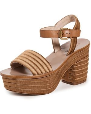 FARM Rio Embroidery Platform Sandals - Natural