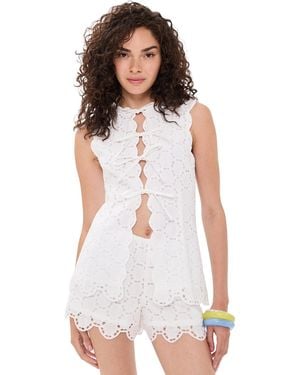 Simon Miller Delilah Eyelet Tie Top - White