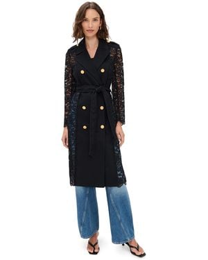 L'Agence Amata Lace Trench Coat - Black
