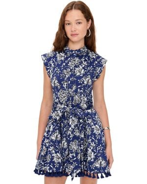 Alice + Olivia Lucy Cuffed Cap Sleeve Mini Shirt Dress - Blue