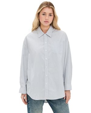 R13 Drop Neck Oxford Shirt - Blue