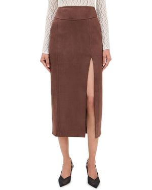 Bardot Dante Vegan Suede Midi Skirt - Brown