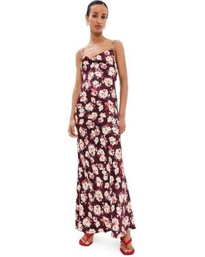 Rabanne Floral Silk Dress - Red