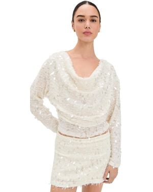 Bailey Rose Sequin Long Sleeve Top - White
