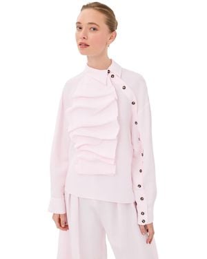 A.W.A.K.E. MODE A. W.A. K.E. Mode Voluminous Bib-Front Shirt - Pink