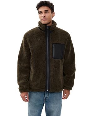 Vince Faux Sherpa Zip Jacket - Black