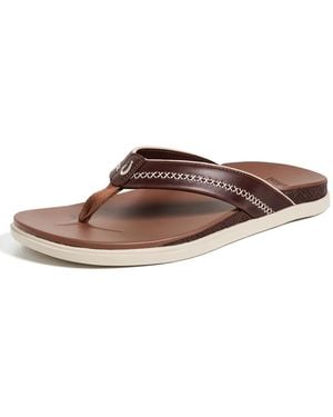 Olukai Shoreline Leather Sandals - Black