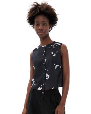 Theory Sleeveless Button Down Shell Top Multi - Black