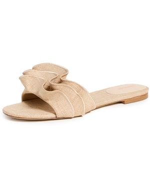 Larroude Ivy Ruffle Sandals - Natural