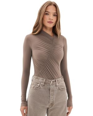 Agolde Lupin Thong Bodysuit - Brown