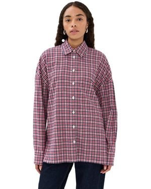 Tibi Flannel Menswear Shirting Oversized Shirt - Purple