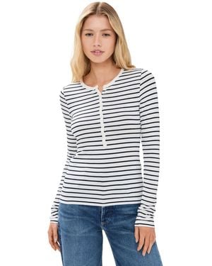 Rag & Bone The Knit Stripe Henley - Black