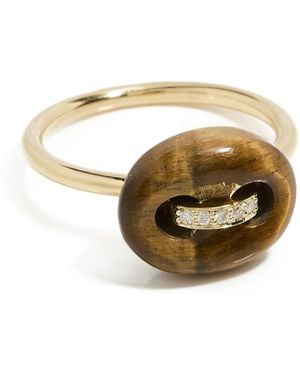 Jenna Blake 18K Mini Stone Mariner Ring 18K/Tiger's Eye - Multicolour