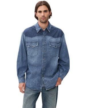 Maison Margiela Bicolor Denim Button Down Shirt - Blue
