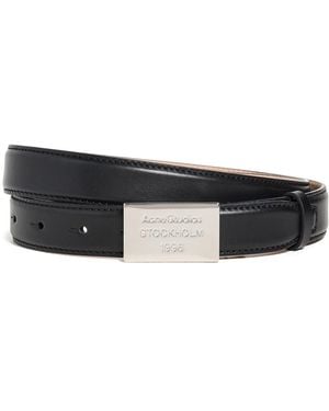 Acne Studios Engraved Logo Leather Belt - Black