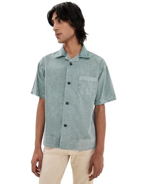 Asher Cotton Poplin Camp Shirt - Blue