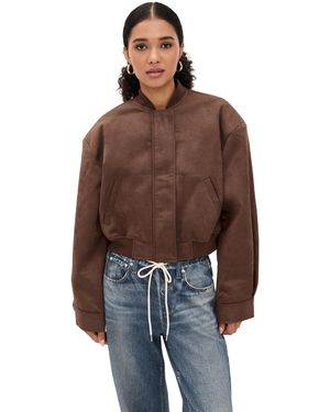 Lioness Legacy Faux Suede Bomber Jacket - Brown