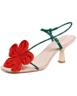 Loeffler Randall Frank Flower Applique Heeled Sandals - Red