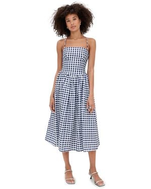 Self-Portrait Printed Taffeta Midi Dress - Blue
