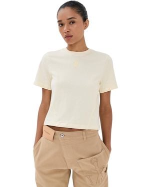 JW Anderson Anchor Embroidery Cropped T-Shirt - Natural