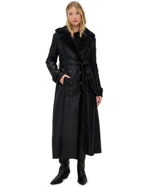 Bardot Vegan Leather Trench Coat - Black