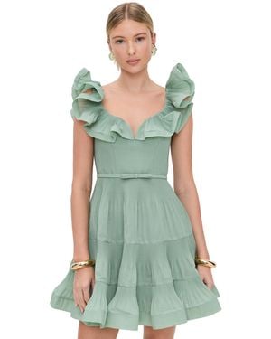 Zimmermann Pleated Frill Mini Dress - Green