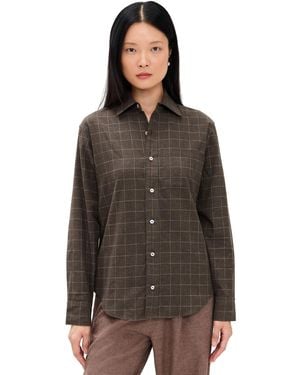 DONNI. The Flannel Elbow Patch Shirt - Brown