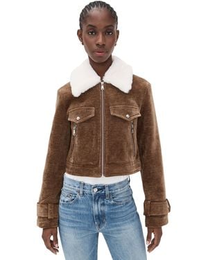 Avec Les Filles Wide Sleeve Corduroy Bomber - Brown