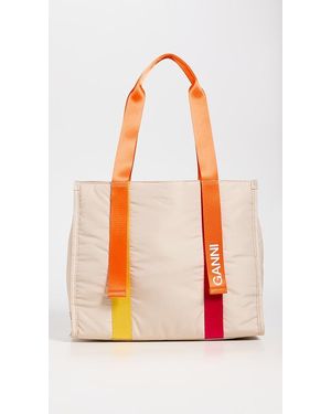 Ganni Recycled Tech Medium Tote - Orange