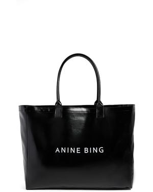 Anine Bing Leo Coated Canvas Tote Bag - Black