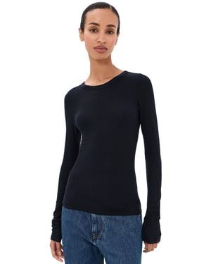 Enza Costa Silk Rib Essential Crew Tee - Blue