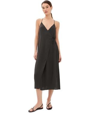 Tibi Summer Slip Wrap Dress - Black