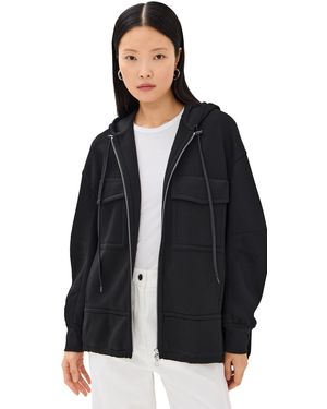 Tibi Techy Viscose Zip Up Hoodie - Black